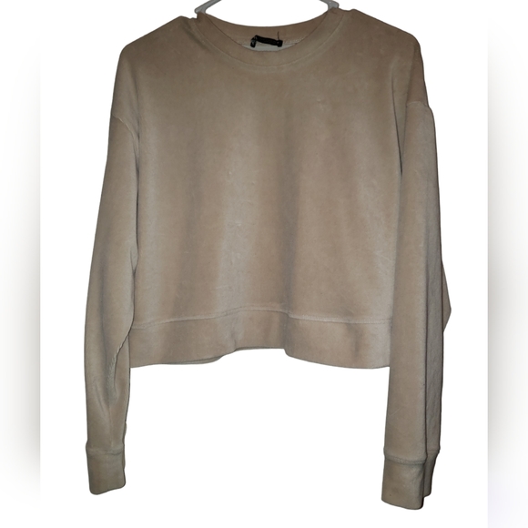 Zara high low crop sweatshirt- Cream Color - Picture 1 of 5